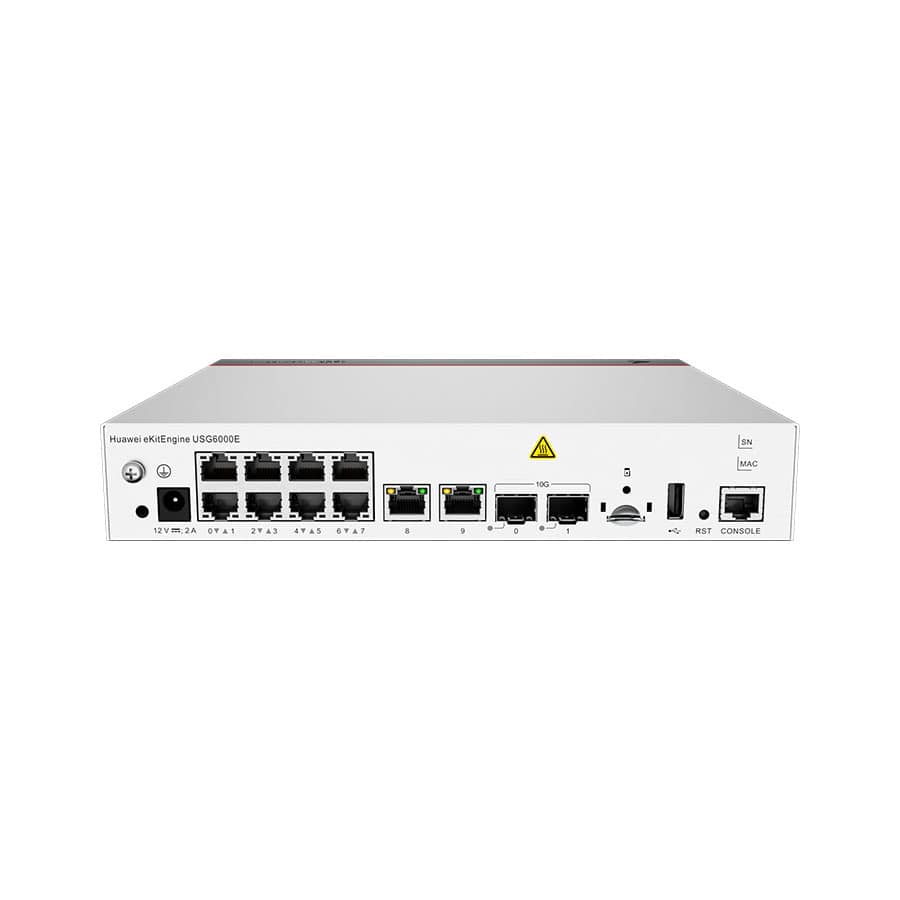 هواوي USG6000E-S03-AC، 10 منافذ إيثرنت RJ45 + منفذان إيثرنت SFP، 100 مستخدم، جدار حماية