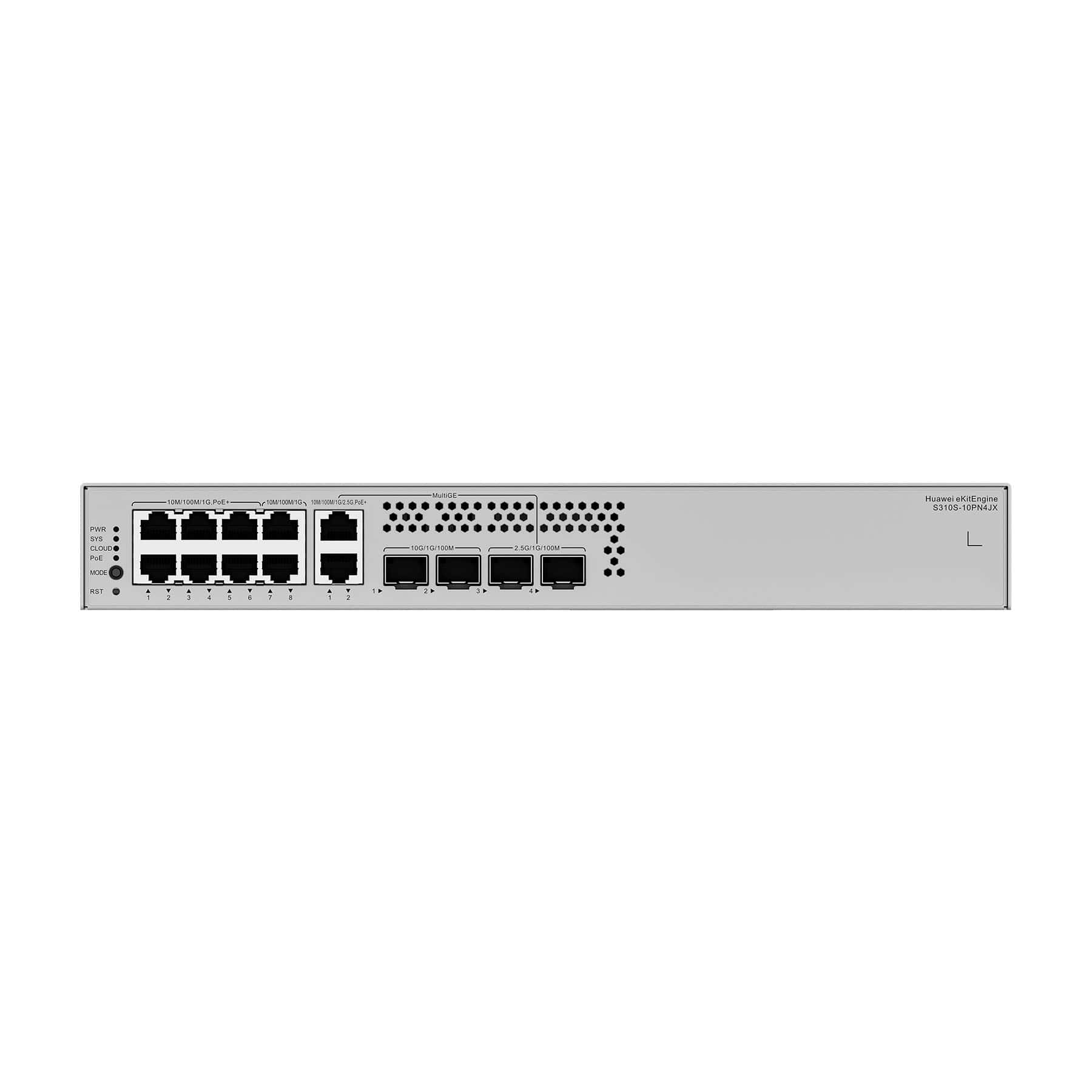 Network switch with multiple ports on a white background