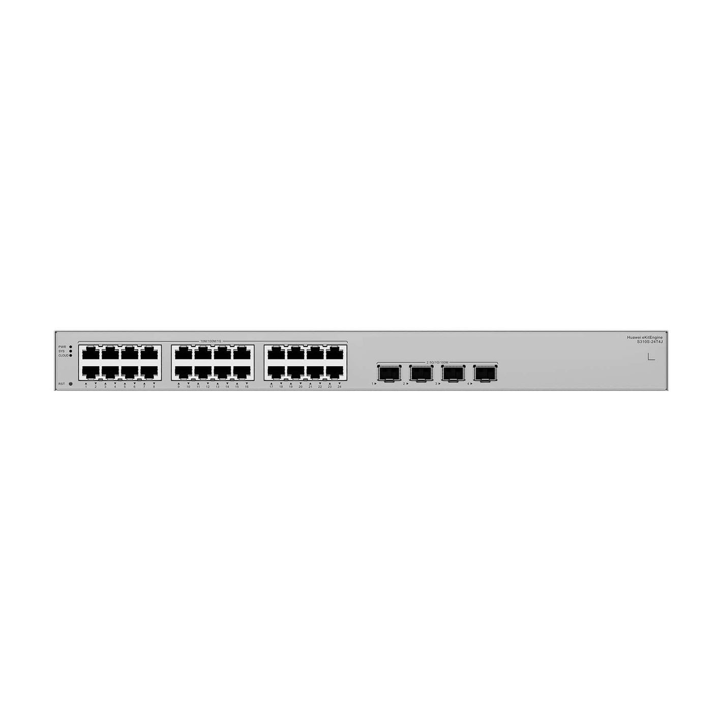 Network switch with multiple ports on a white background