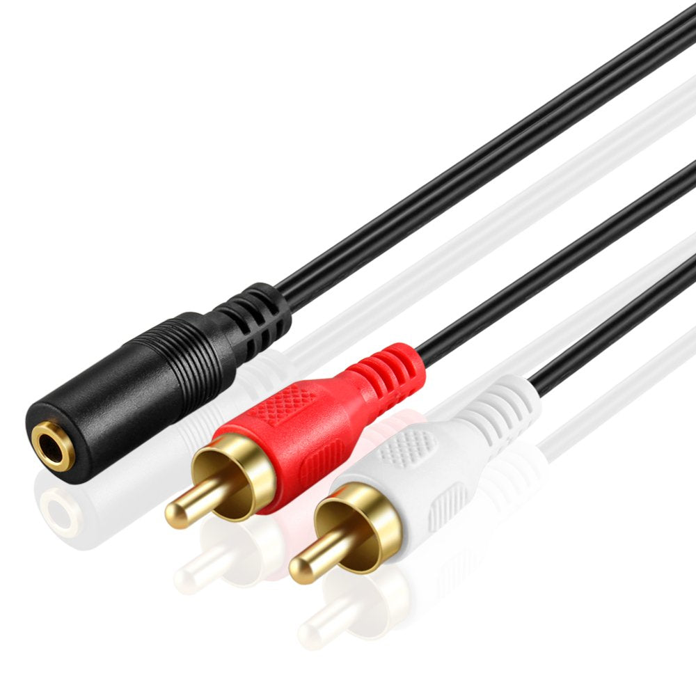 3.5mm male to RCA female audio connector front view