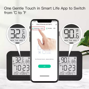 Tuya Wi-Fi Smart IR Remote Control with Temperature Humidity Sensor for Air Conditioner TV Works with Smart Speaker Weather Forecast Clock