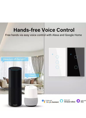 Tuya Smart Zigbee Light Switch  3 Gang Touch Panel  Compatible with Alexa and Google Home BLACK