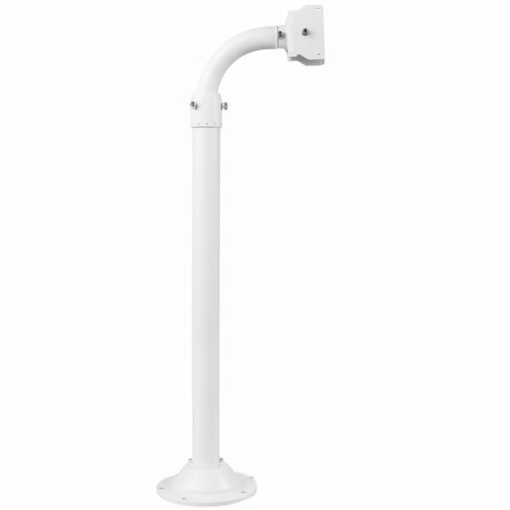 White adjustable monitor stand on a white background