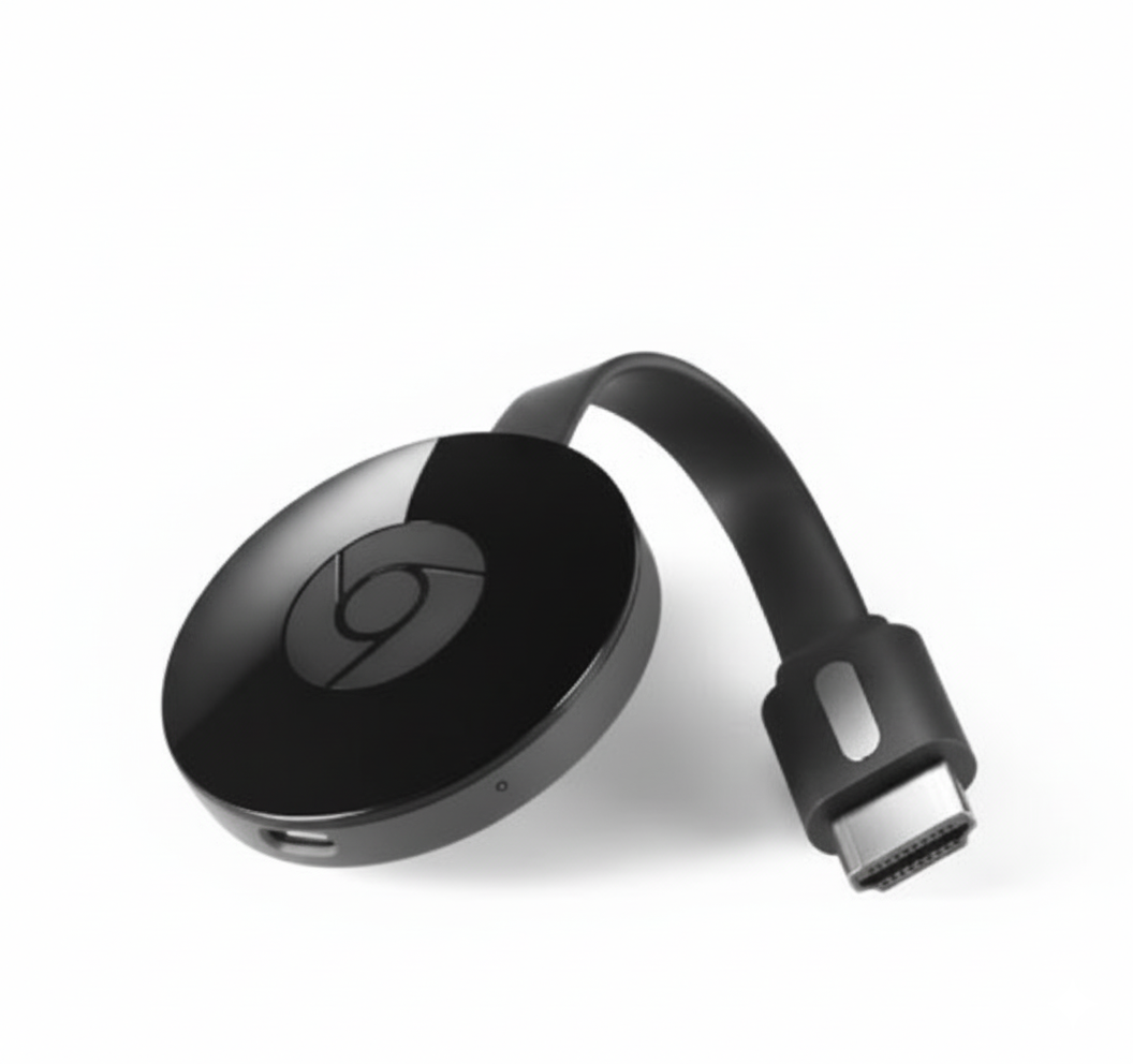 Black electronic device with a USB-C connector on a white background