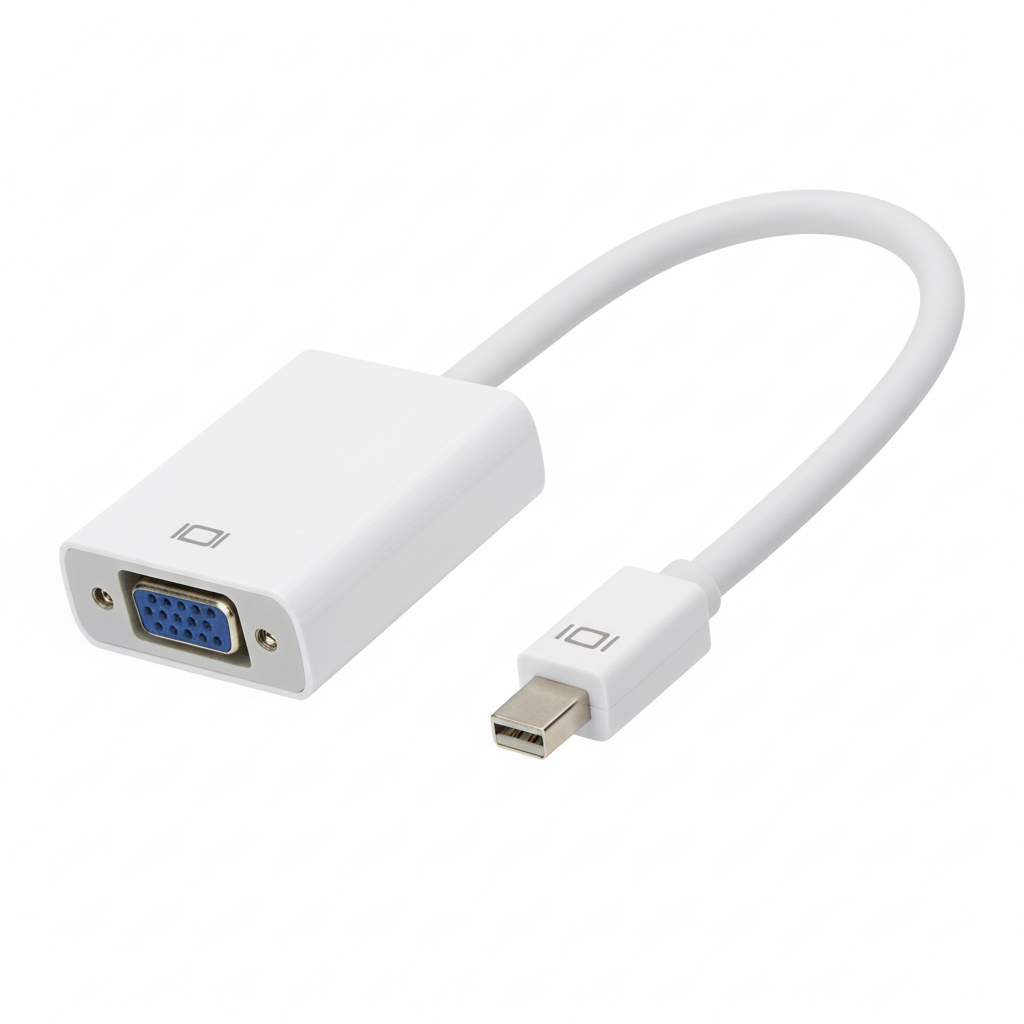 White USB adapter with cable on a white background
