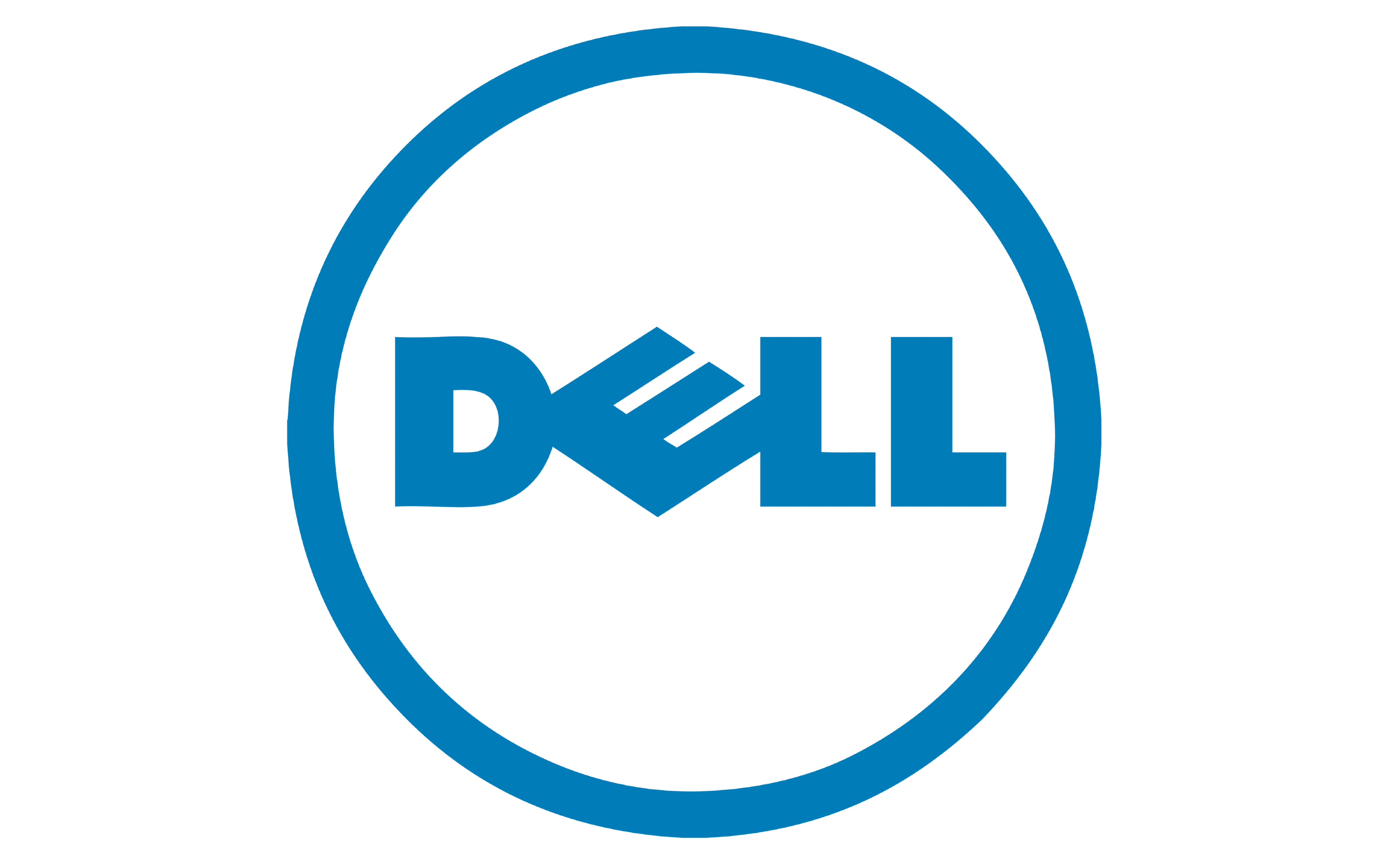 Blue Dell logo on a green background