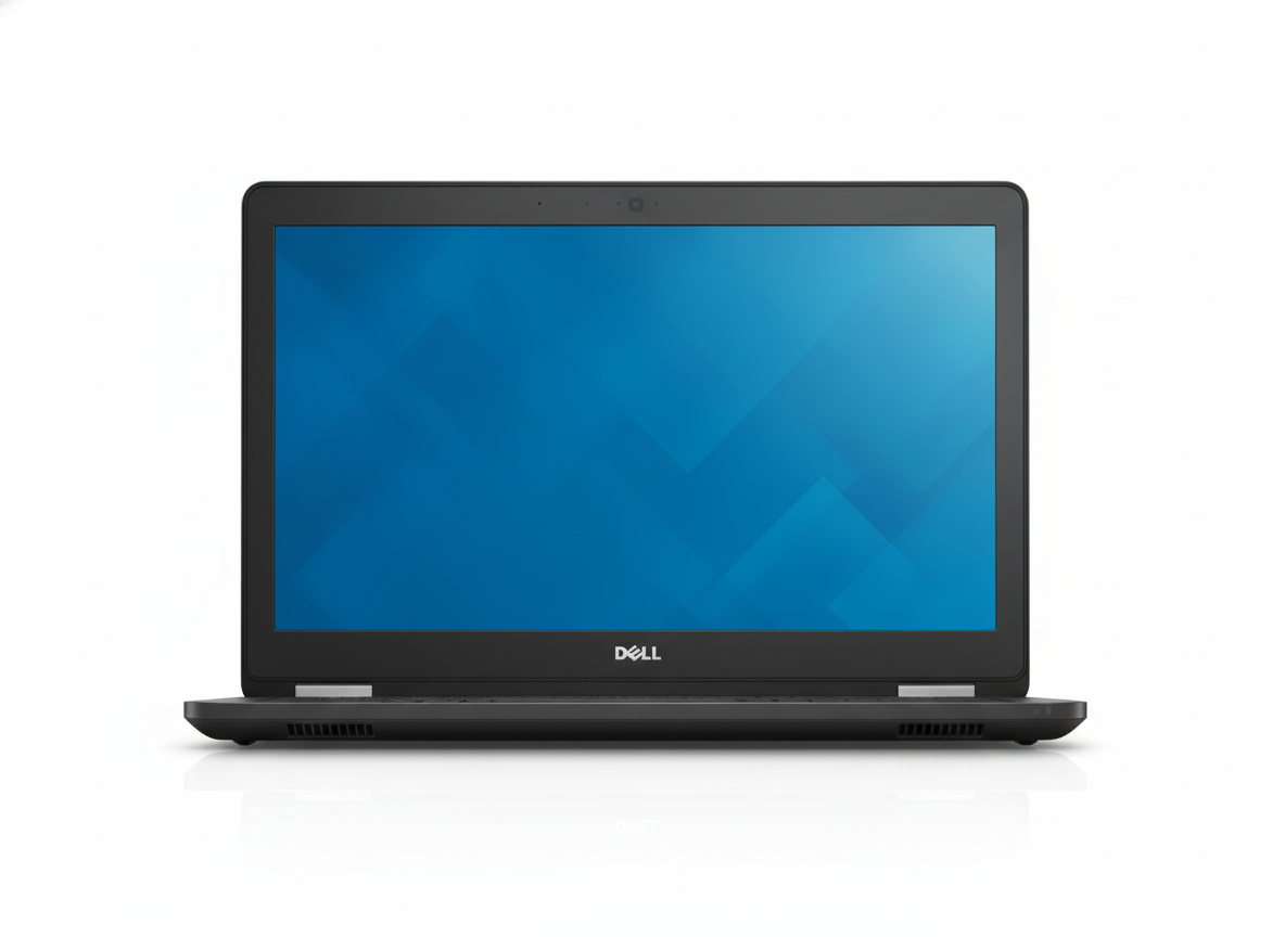 Dell laptop with blue screen on a white background