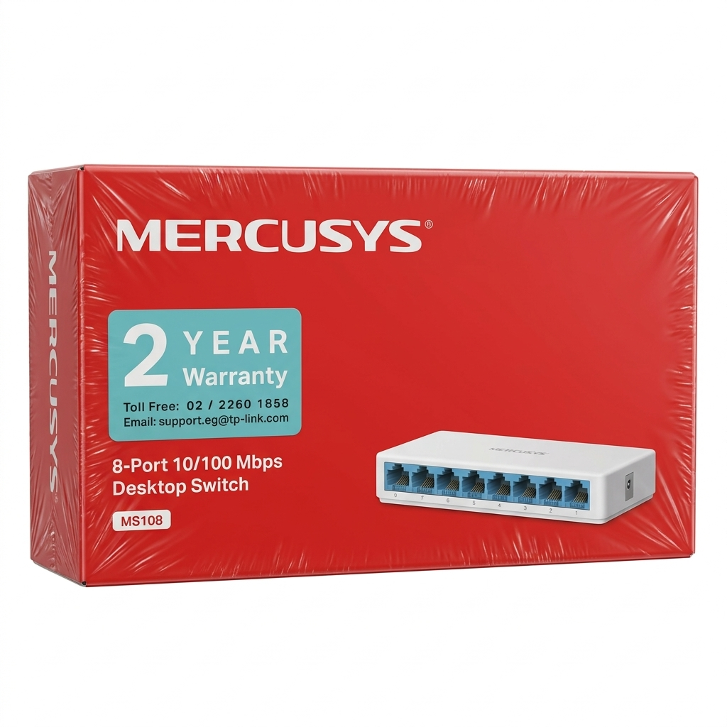 مفتاح Mercusys Ms108 ذو 8 منافذ بسرعة 10/100 ميجابت في الثانية