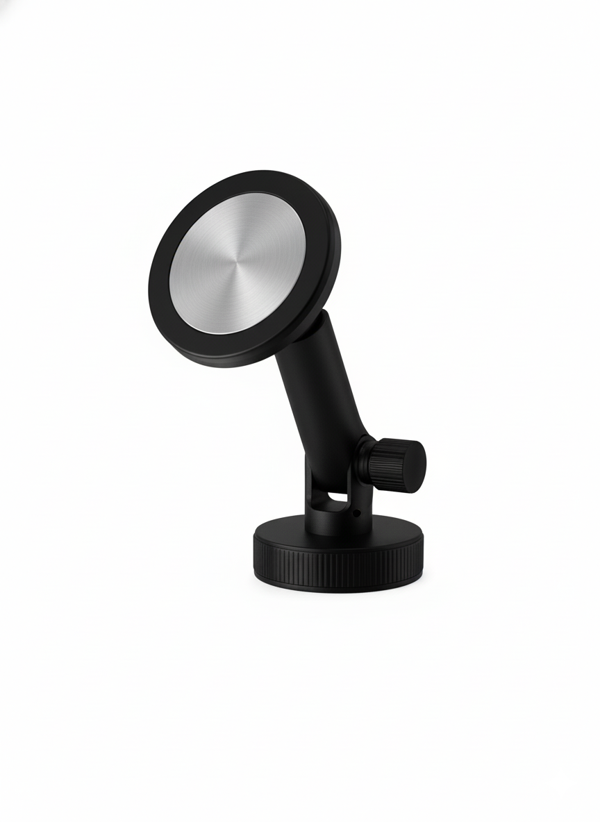 Black spotlight with silver center on a white background