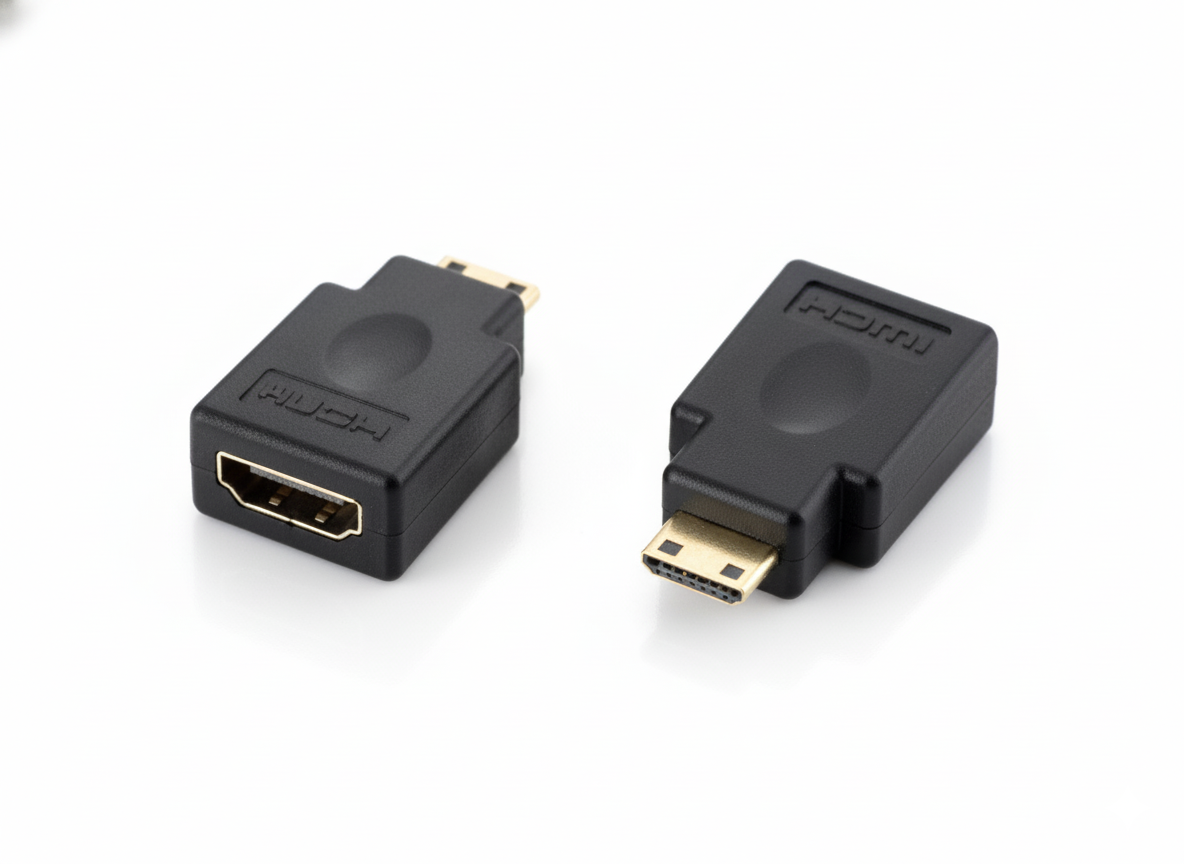 Two HDMI connectors on a white background