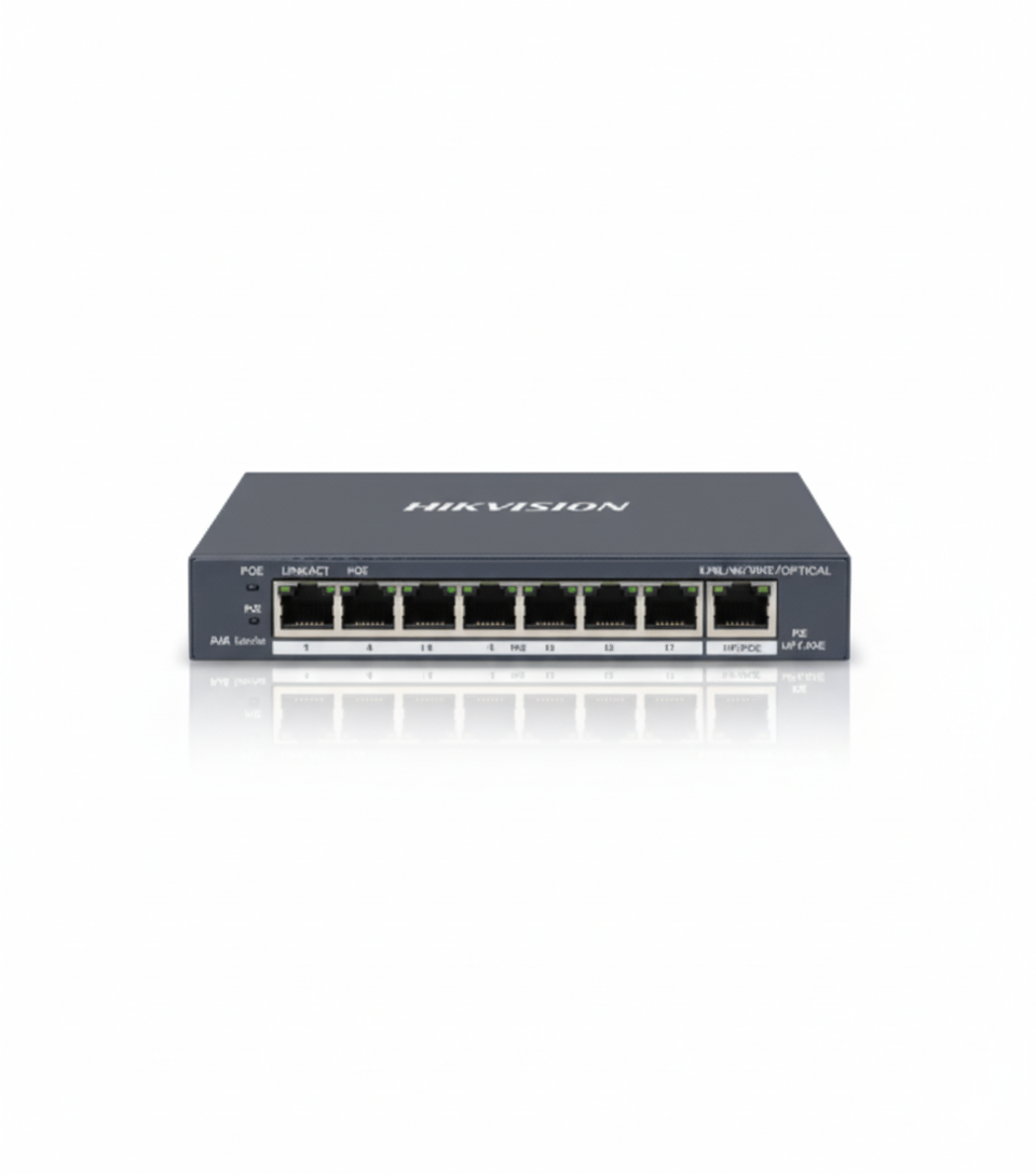 Hikvision network switch on a white background