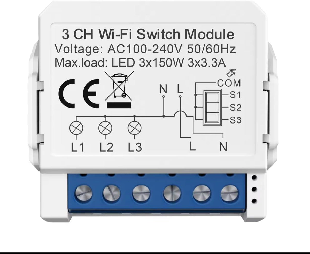 Homexa Mini Switch Smart 3 Gang WiFi 