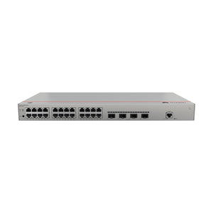 Network switch with multiple ports on a white background