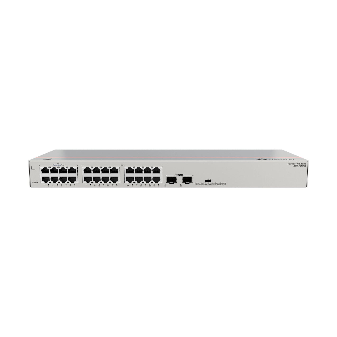 Network switch with multiple ports on a white background