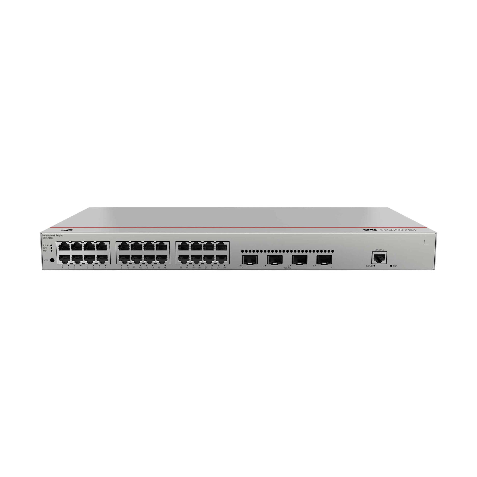 Network switch with multiple ports on a white background