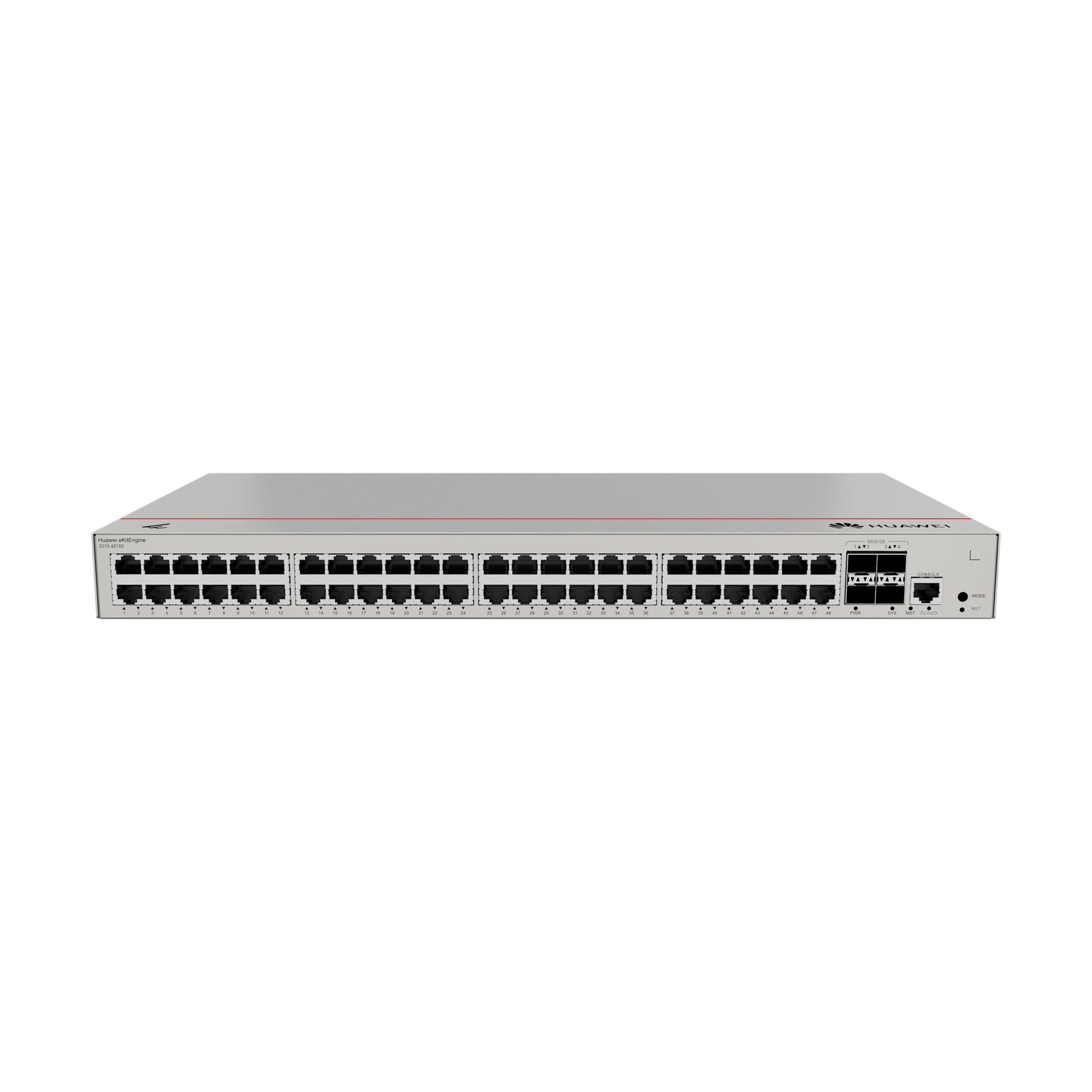Network switch with multiple ports on a white background