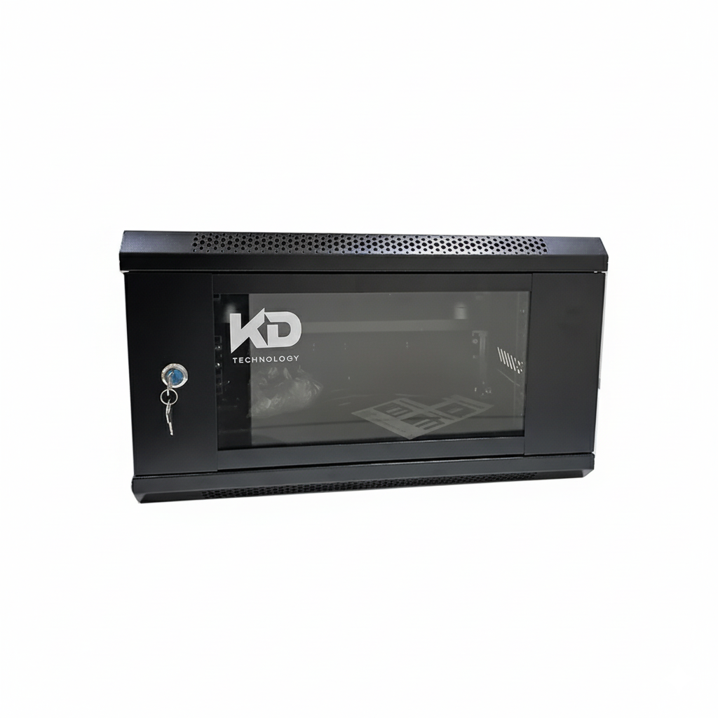 Black electronic device with a screen and key on a white background