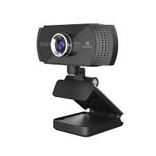 Black webcam on a white background