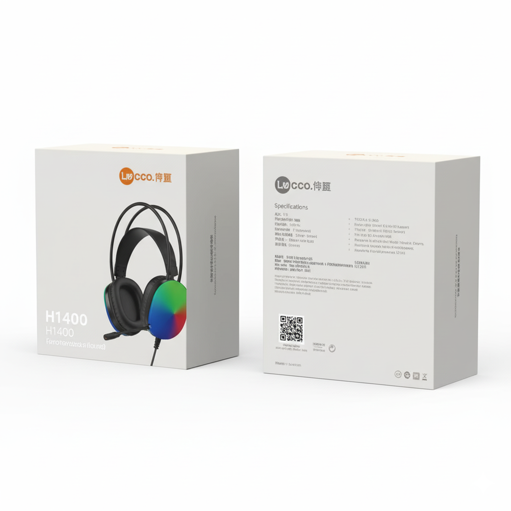 Two boxes of LACCO headphones on a white background