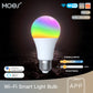 MOES RGB smart LED bulb illuminating a room
