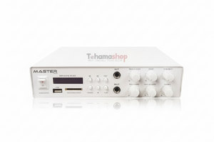 White electronic device with control knobs and buttons on a white background, featuring 'Tehamashop' and 'Master Team' logos.