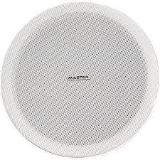 Round white speaker with 'Master' branding on a white background