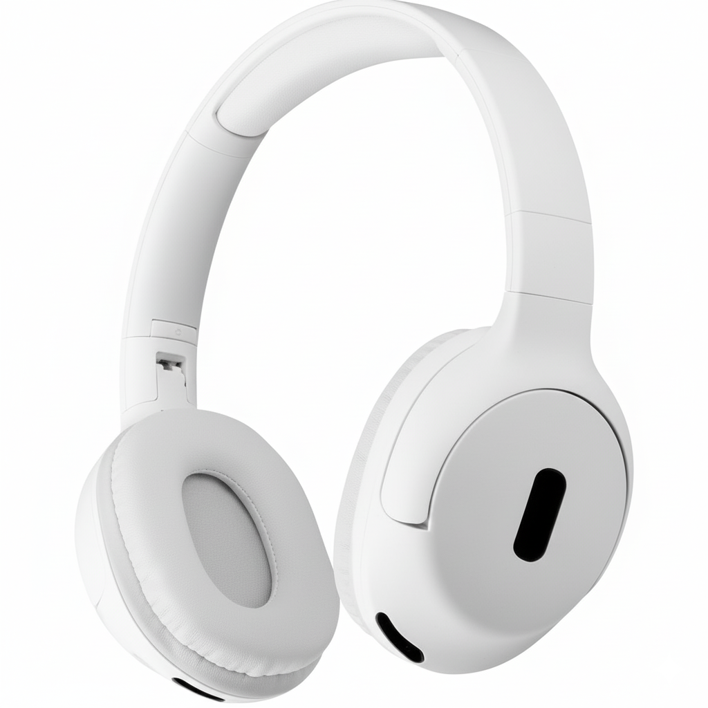 White headphones on a white background