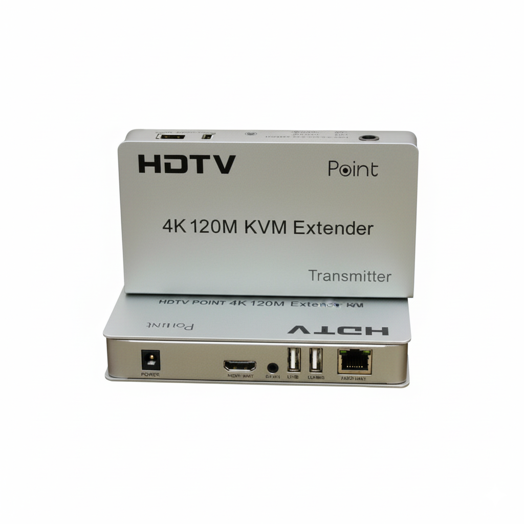 HDTV Point 4K 120M KVM Extender transmitter on a white background