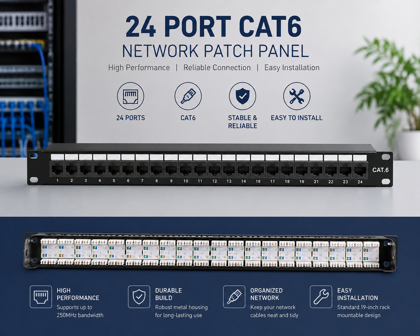 Prolink PL-PP24-FTP-WM 1U 24-Port FTP Patch Panel main view