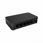Black Ethernet switch with multiple ports on a white background