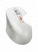 White computer mouse with a red button on a white background