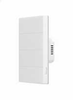 White wall-mounted device with a brand logo on a white background