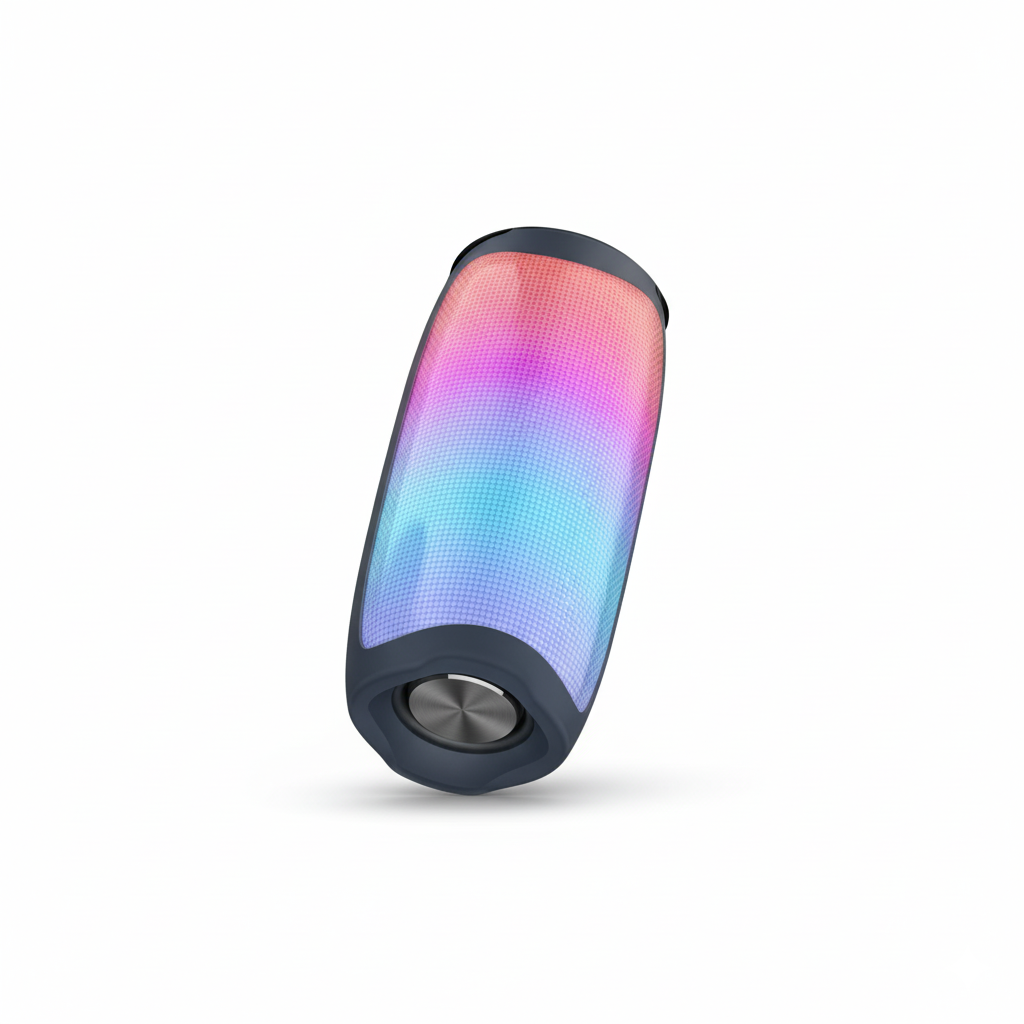 Colorful Bluetooth speaker on a white background