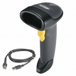 Barcode scanner with USB cable on a white background