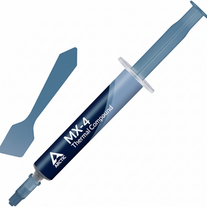 Arctic MX-4 thermal compound syringe with spatula on a white background