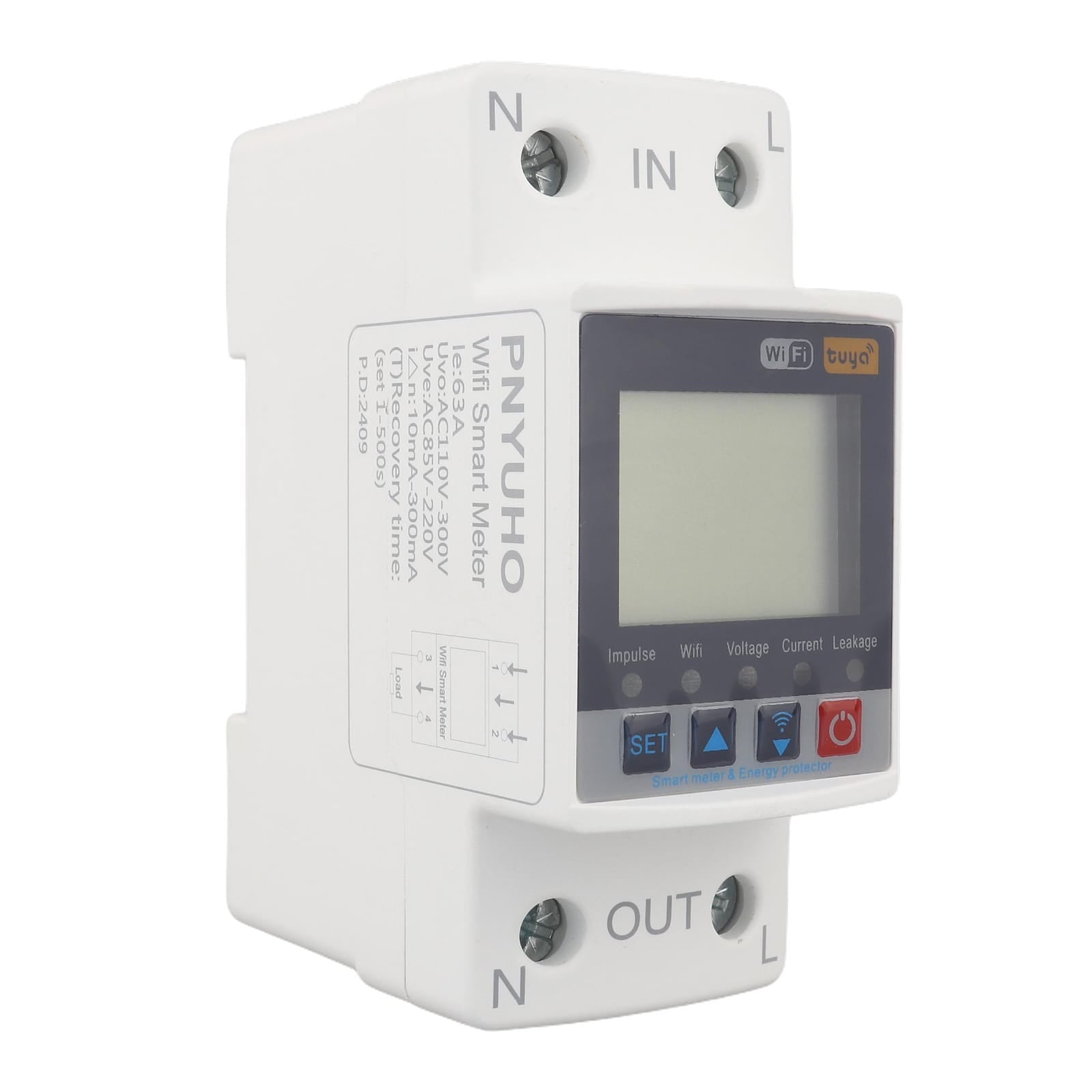 Tuya smart energy meter installed in electrical panel