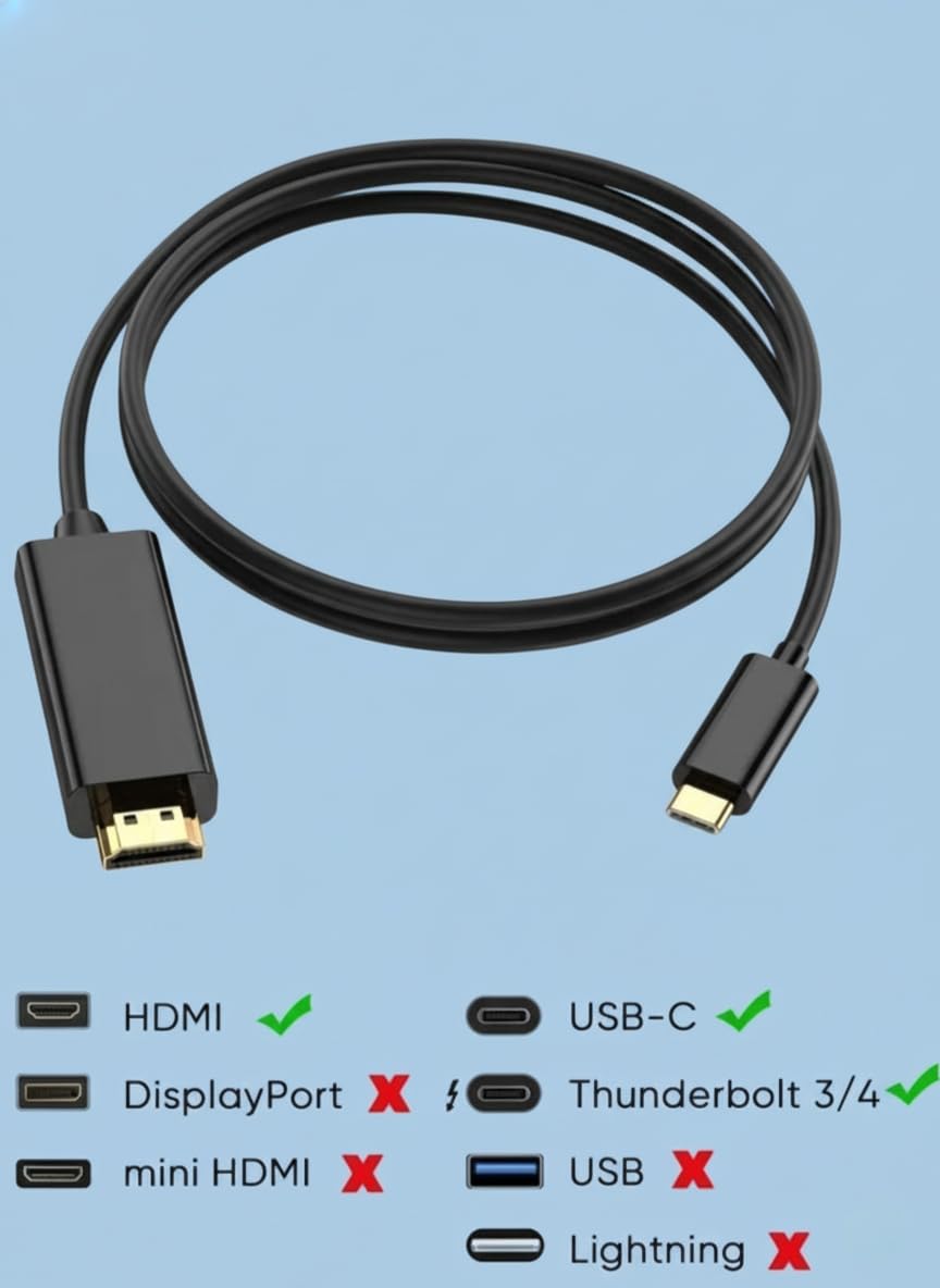 Type-C to HDMI cable side view