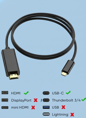 Type-C to HDMI cable side view