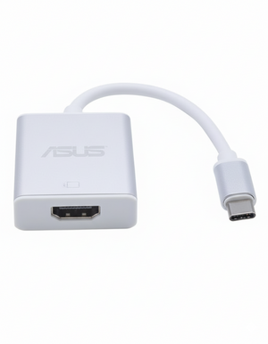 White USB-C to HDMI adapter with ASUS logo on a white background