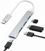 USB hub with multiple USB cables on a white background