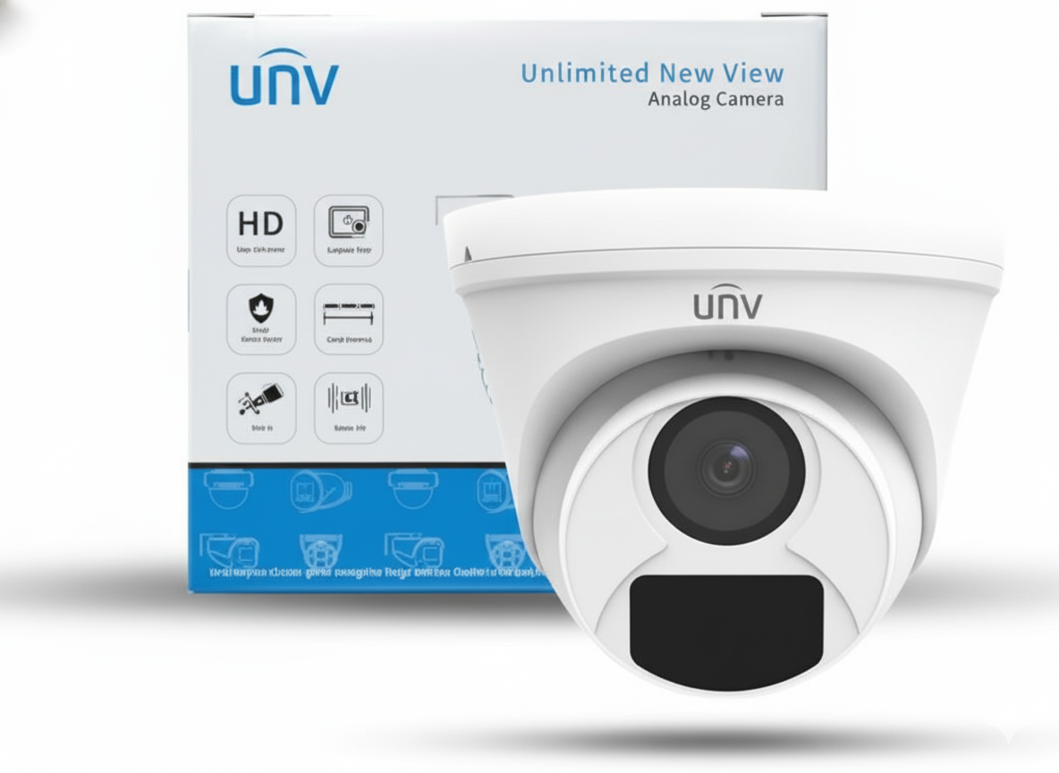 UNV security camera with packaging on a white background