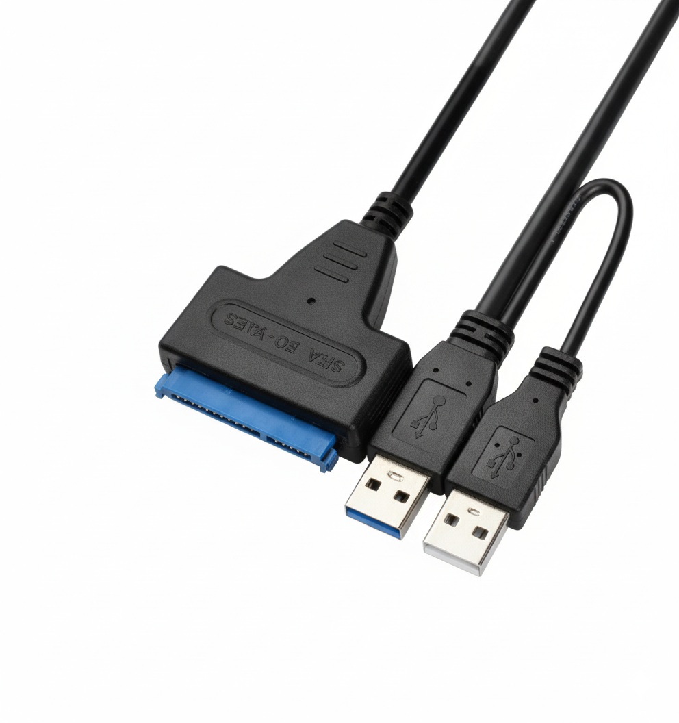 SATA to USB adapter cable on a white background