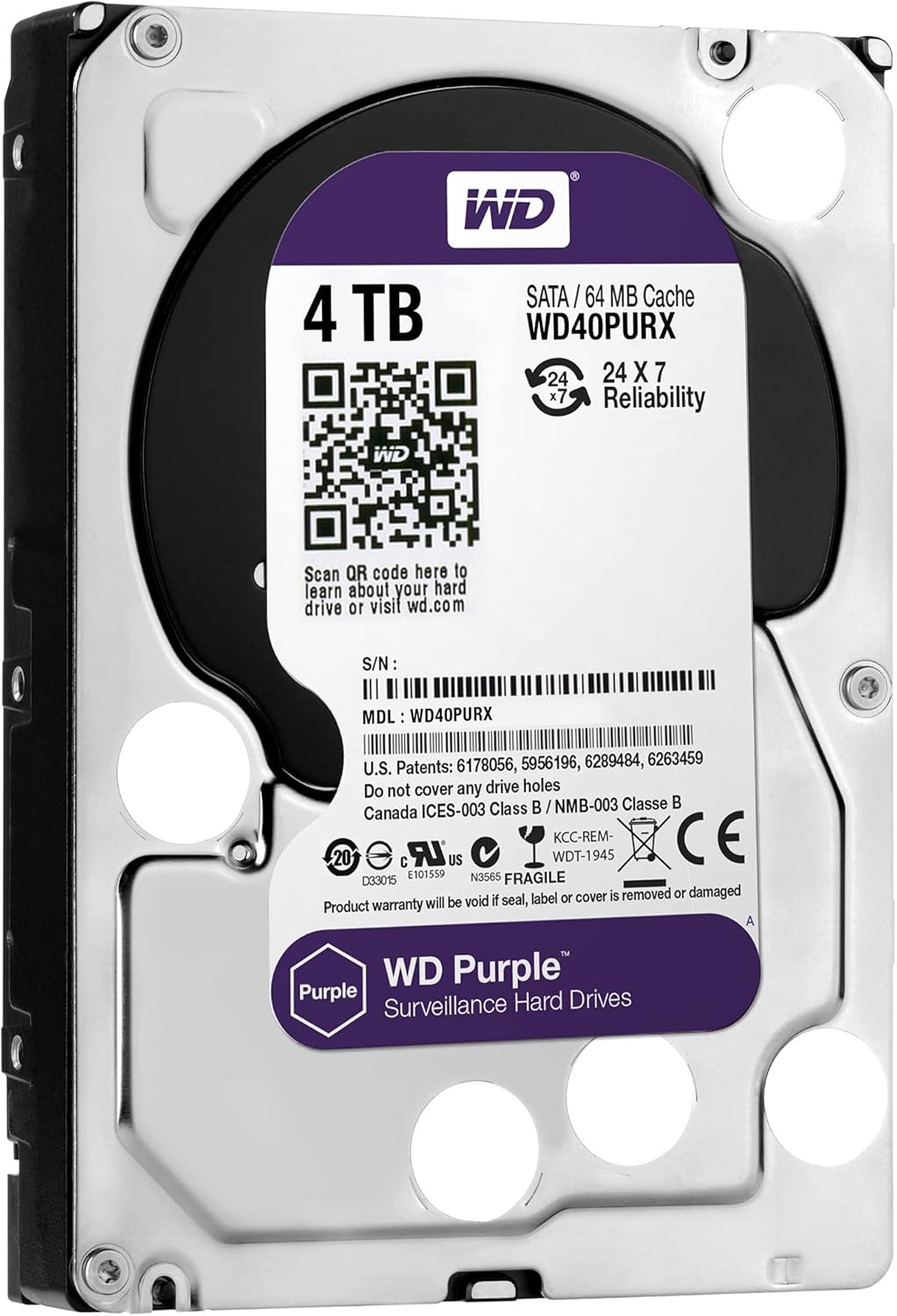 WD Purple 4TB hard drive main view