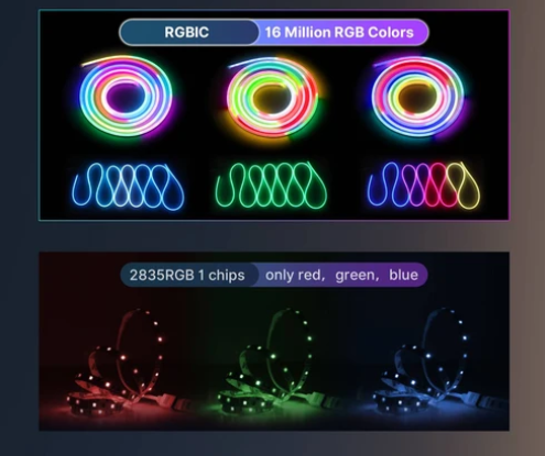 WIFI BLE IP67 Neon Music 3 Meter LED Smart Light side view