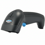 Black barcode scanner with blue accent on a white background, featuring the syble logo.