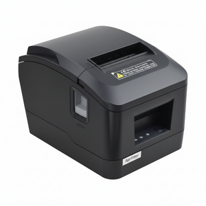Black printer with scanner on a white background