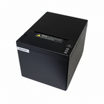 Black printer with visible brand logo on a white background