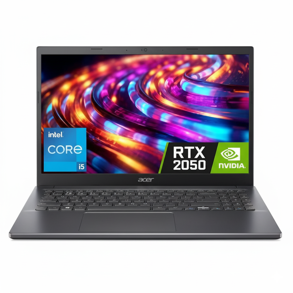 Front view of Acer Aspire 5 A515‑57G‑56DQ laptop with Intel i5 and RTX 2050