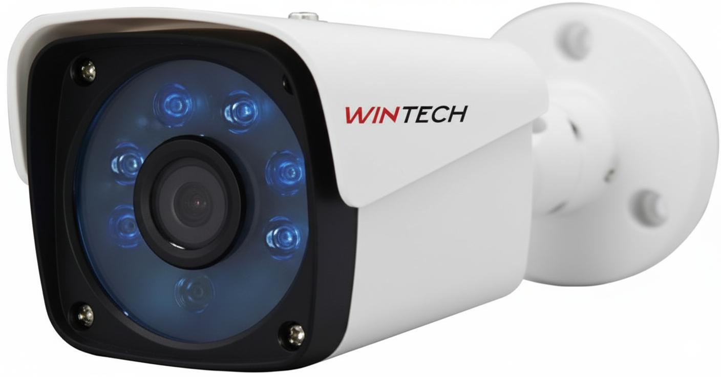 Wintech security camera with LED lights on a white background