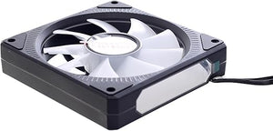 Angle view of RGB case fan showing LED lights